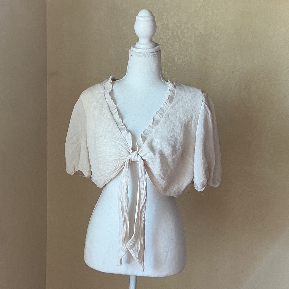Privy Cream Tie-Front Blouse